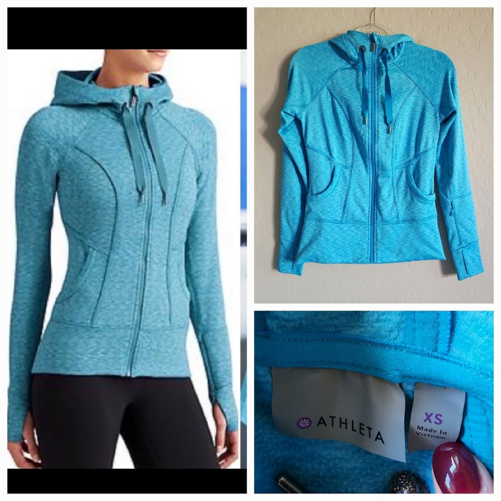 Athleta Blue Hooded Jacket XS